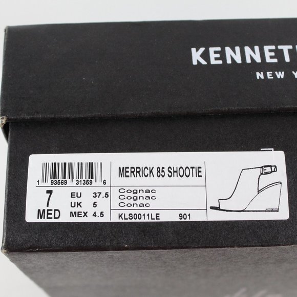 Kenneth Cole Merrick Leather Wedge Sandals - Cognac 7M / 37.5EU - Picture 6 of 7